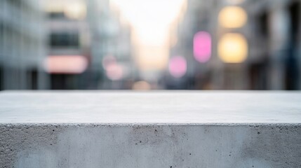 Aufkleber - Industrial Urban Street at Twilight with Smooth Concrete Table Surface for Product Display - Gritty, Dramatic, and Minimalistic City Scene