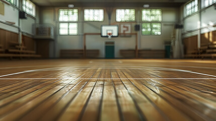 Wall Mural - Basketball court. Sport arena. 3D render background: A 3D-rendered background of a basketball 