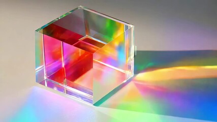 Wall Mural - Prismatic Glass Cube Reflecting Colorful Light Spectrum