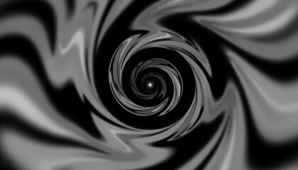 Wall Mural - A black and white spiral pattern image rotates in a mesmerizing visual display. The spiraling lines and glowing center create a hypnotizing effect isolated with white highlights, png