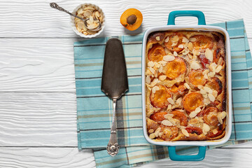 Canvas Print - apricot clafoutis, apricot tart in a baking dish