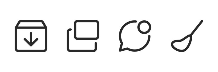 Wall Mural - message, archive, open in a new window and broom outlined web symbols for ui. vector icons in flat s