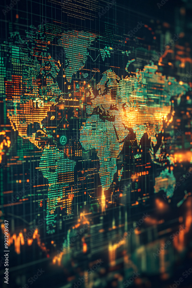 Vibrant 3D World Map with Dynamic Data Visualization and Colorful ...