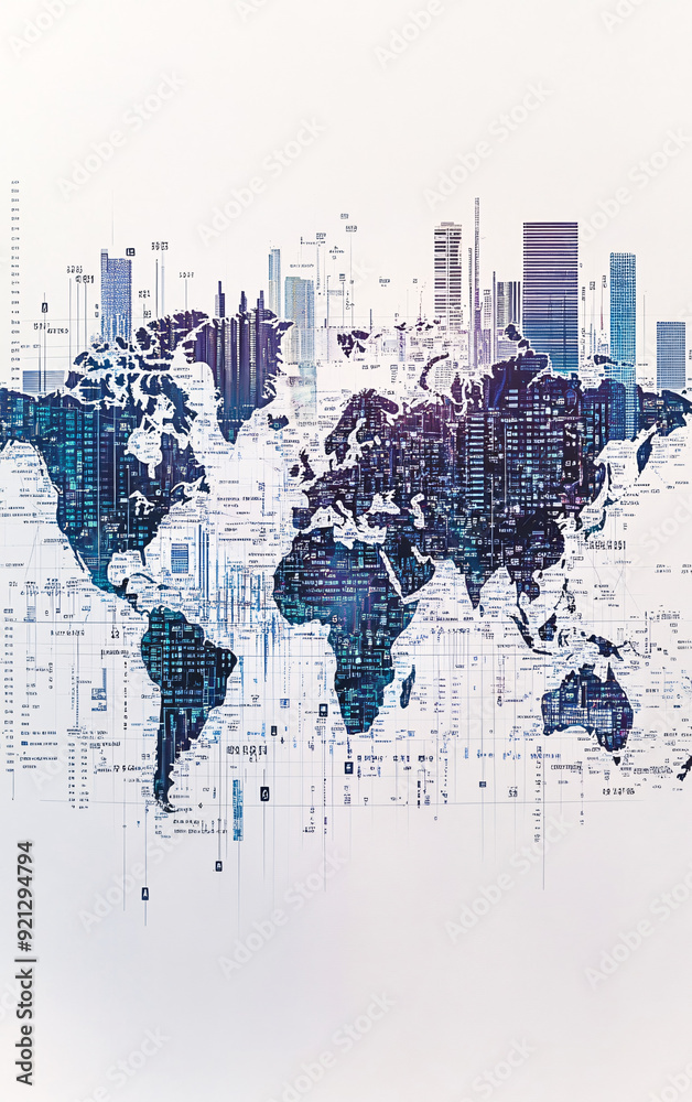 Vibrant 3D World Map with Dynamic Data Visualization and Colorful ...