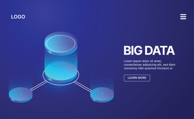 Poster - Data processing concept, server room, web hosting concept, abstract technology objects.
