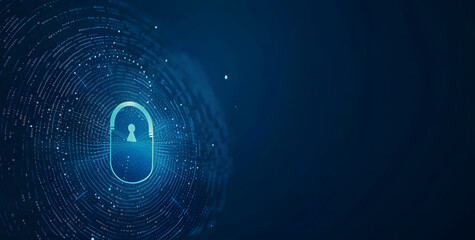 Poster - vector abstract security system concept with a fingerprint on technology background design