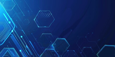 Blue background vector presentation design with blue gradient lines and hexagon shapes for a business technology concept banner, poster or header Generative AI