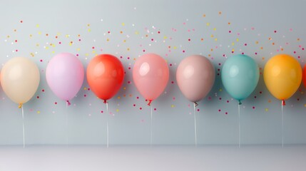 Canvas Print - Colorful Party Balloons Displayed on Table for Celebration