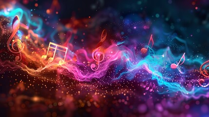 Wall Mural - a colorful background with music notes