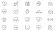© RI Rafiq - Heart and love line icon collection. Heartbeat, romantic, health care, world, charity and donation icon set. UI outline icons pack