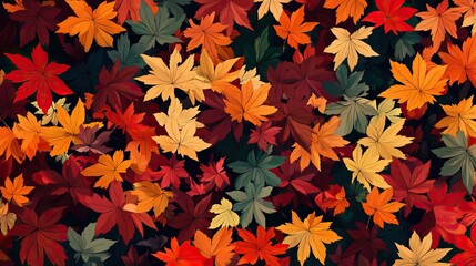 Wall Mural - Autumn Leaves the Background with Warm and Vibrant Colors. AI generated image wallpaper