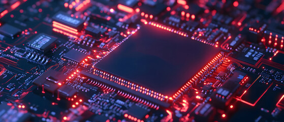 Fototapete - A close-up view with the acronym CPU displayed on a microchip, representing the concept of Central Processing Unit design