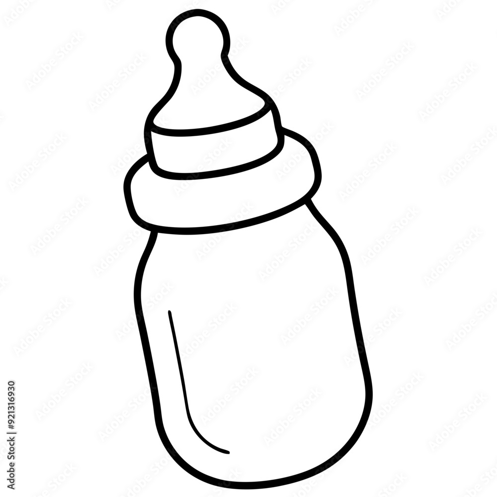 Baby Bottle Vector Illustration Black and White Simple Design Newborn ...