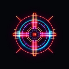 Sticker - Neon target design featuring vibrant colors on a dark background