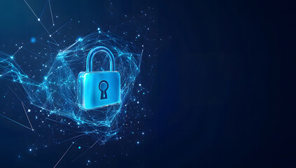 Fototapete - A high-tech banner design with text data encryption with a digital padlock, symbolizing the robust integration of encryption in cutting-edge data security. binary code design