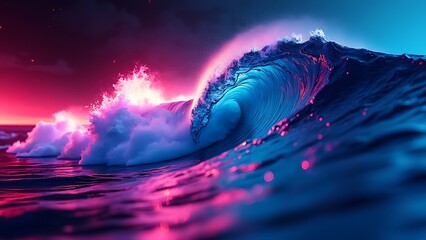 Wall Mural - Wave abstarct neon background