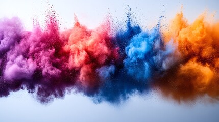 Wall Mural - colorful powder explosion isolated, powder explosion, blue red orange purple pink