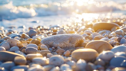 Wall Mural - Radiant stones on the beach in broad daylight