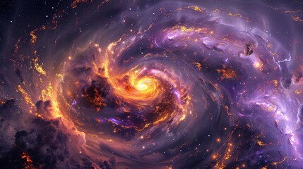 Wall Mural - Intergalactic Plasma Swirl: A swirling mass of intergalactic plasma in vivid purples and golds, suggesting cosmic energy and movement.