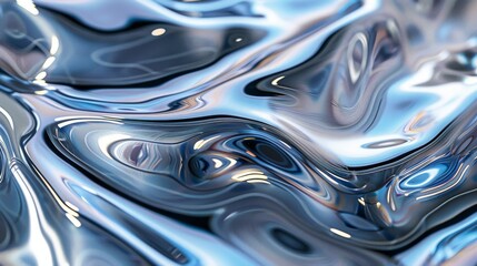 Wall Mural - Liquid Chrome Patterns: Patterns of liquid chrome with reflective, metallic hues that flow across the canvas, evoking a sense of luxury and fluidity.