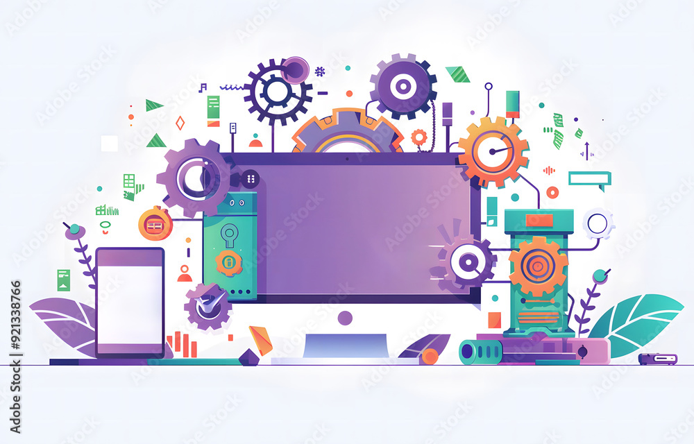 They are system illustration concepts. System Update Improvement Change ...