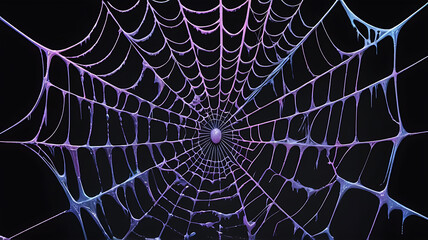 Colorful Spider Web, Cartoon Style Illustratioon, Halloween Background
