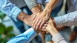 © CattaC - Diverse group of business people joining hands together. Leader with care, trust and respect.
