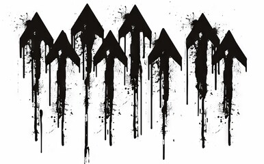 Wall Mural - An illustration featuring spray painted graffiti Arrows on a white background. Arrow symbol drip symbol on a white background.