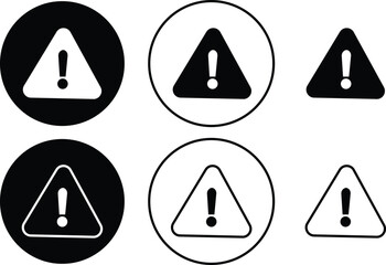 Wall Mural - Danger warning icon set. alert triangle warn sign in black flat and line vector collection isolated on transparent background. exclamation attention sign icon. Hazard attention alert, Risk symbol.