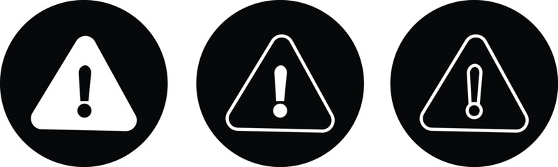 Wall Mural - Danger warning icon set. alert triangle warn sign in black flat and line vector collection isolated on transparent background. exclamation attention sign icon. Hazard attention alert, Risk symbol.