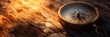 © Matthias - Miscellaneous banner with compass close-up on wooden surface, soft lighting, space for text