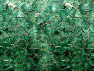 Wall Mural - A green mosaic tile pattern with a lot of small pieces. The tiles are green and the pattern is very intricate