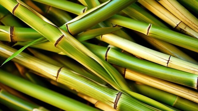 Green Bamboo Stalks Close-Up
