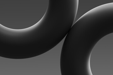 Wall Mural - abstract black curved shapes intersecting against a gradient gray background