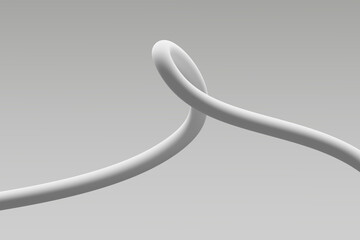 Wall Mural - abstract representation of a twisted white rope against a gray background