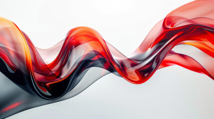 fluid, abstract curves in red and black, reminiscent of a snake’s elegant movement, set against a clean white background for a minimalist yet dynamic composition