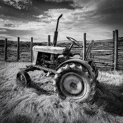 old tractor in the field