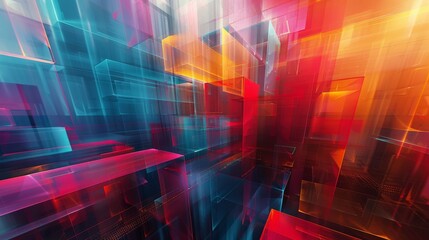 Wall Mural - Prismatic Digital Intersections: Digital intersections visualized with prismatic colors, using vibrant patterns to suggest modernity and complexity.