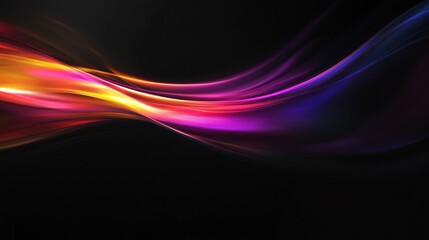 Wall Mural - Abstract colorful wave design element on black background