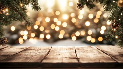 festive holiday background with bokeh lights