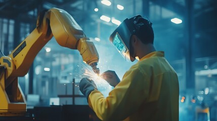 welder at work in factory