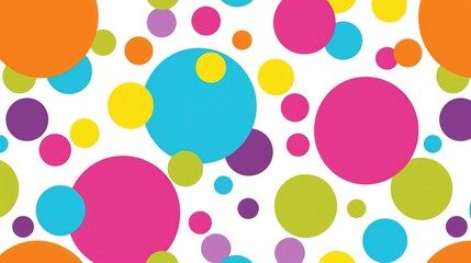Poster - Colorful polka dot pattern featuring vibrant circles of various sizes on a white background