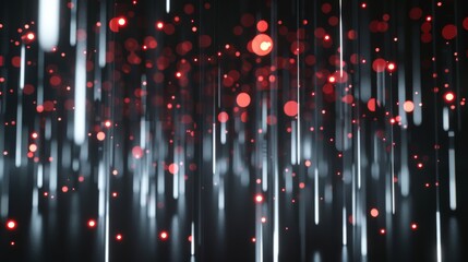 Wall Mural - Abstract digital background with vertical red and white light streaks and bokeh effect. Futuristic design