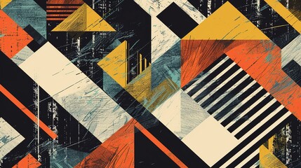 Fototapete - Abstract geometric design featuring vibrant colors and sharp angles in a modern artwork setting