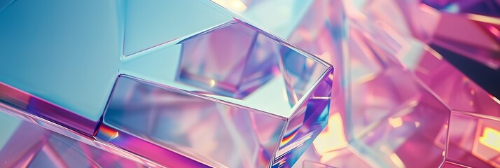 Poster - A colorful image of a piece of glass with a blue background. The image is abstract and has a sense of depth