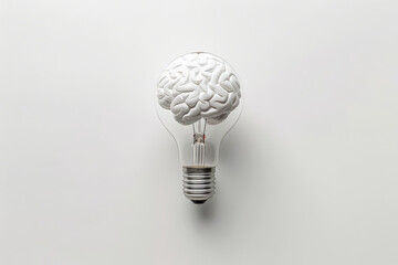 Sticker - A light bulb with a brain inside of it. Concept of intelligence and the importance of the brain in our lives