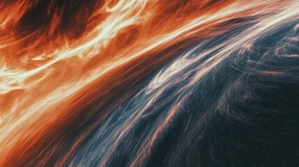 Wall Mural - interstellar dust of the universe forms an orange and black swirl, scene. the visual effect, space, 