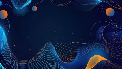 Poster - Blue background with abstract lines and shapes, technology or digital theme for presentation design Generative AI