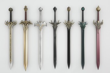 Isolated Rendering of Fantasy Sword Set on Blank Background Generative Illustration 