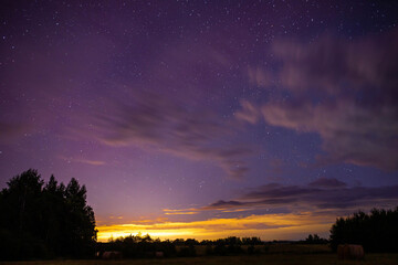 Wall Mural - northern lights purple sky at night, red sky